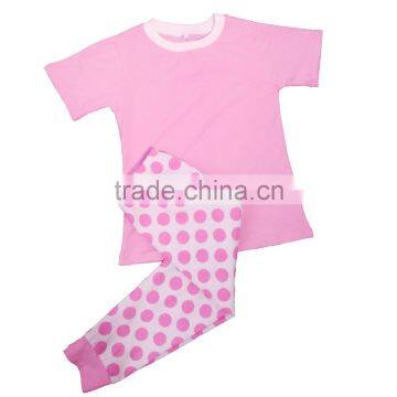 Kids Easter big pink and white polka dot pajamas can do monogram on baby girl pajamas set