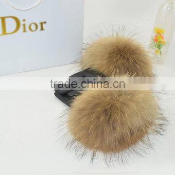 2017 New Product Real Leather Glove With Genuine Raccoon Fur Cuff Leather Glove