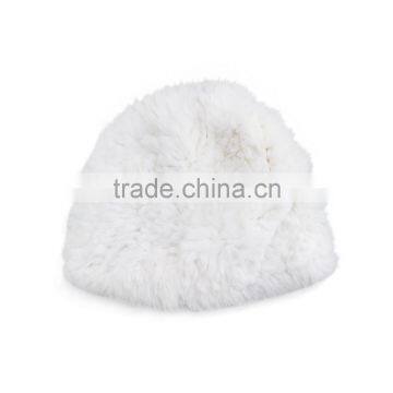 SJ607-01 Cute Hand Knit Hot Sale New Fashion Knit Cream Fur Hat Women