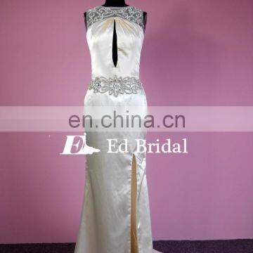 Stunning Beaded Sleeveless Cutout Neckline Open Back Sexy Patterns Long Prom Dress For Girls photo-3