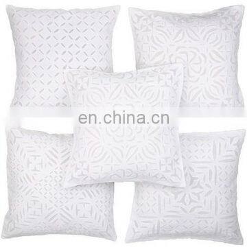 White Indian Cut Work Cushion Covers