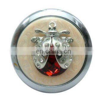 2012 New Design Cz Crystal Top Grade Lady metal pocket fashion wholesale metal mirror