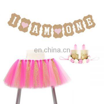 birthday decoration wishes crown banner tutu chair skirt Happy birthday