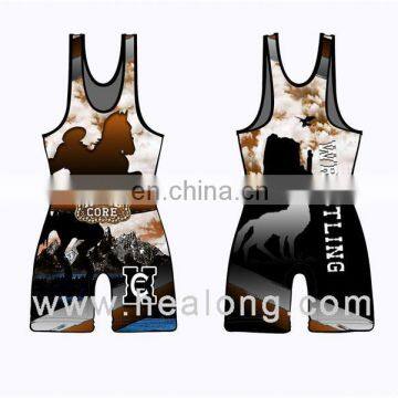 Healong 3D Digital Sublimation Print Sexy Women Wrestling Singlet Retro