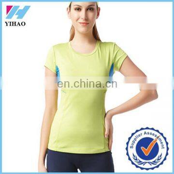 Yihao New Wholesale Bodybuliding Custom Woman Sportswear Fashion running Plain T Shirt Sports Yoga T Shirt