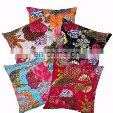Embroidered Indian Kantha Cushion Cover Pillow Case