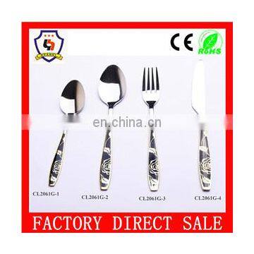 Korea hot style printing stainless steel metal tableware set flat chopsticks&spoon& fork with case(HH-spoon-011)