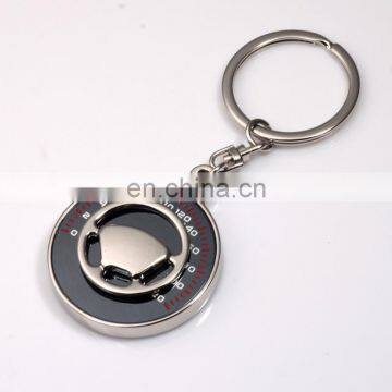 Laser Engraved Custom Car Logo Metal Steering Wheel Key Chain with table