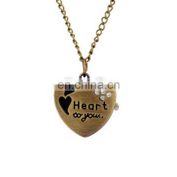 2015 vintage clock necklace mechanical men heart Pocket watch chain DS-NJ097