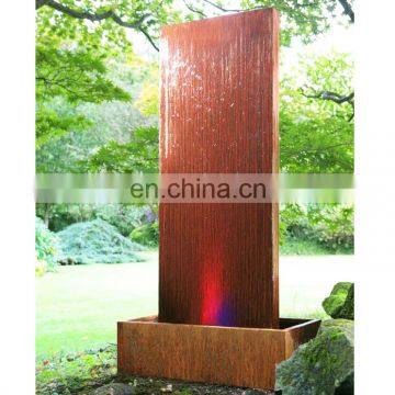 Free Standing Wall Water Feature Fountain Cascade Modern Urban Corten Steel