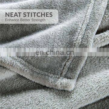 Silver Grey Travel Size Super Soft Fluffy Warm Solid Bed Throws Flannel Fleece Blanket photo-5