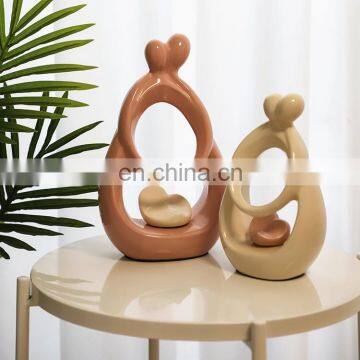 China wholesale custom art craft ceramic couple gift porcelain home decoration pieces