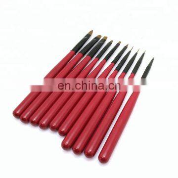 10PCS/Set Red Wood Brush Set Nail Art Painting Lining Dotting Gradient Drawing Pens 3d French Manicure Brush Kit New Tools