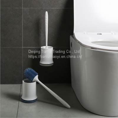 Toilet Brush TPR Soft Hair Toilet Brush no Punching Long Handle Household Toilet Suit Dead Corner Wall Mounted photo-2
