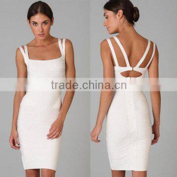 2015 brand new fashion sey solid color strapless solid color sleeveless elegant bondage party prom knee-length bandage dresses