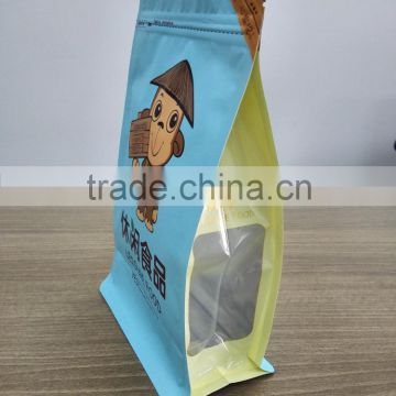 Flat bottom dried fruit bag with zipper and clear window