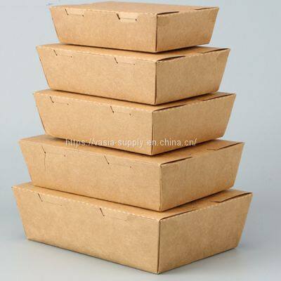 Right Angle Disposable Lunch Box Kraft Paper to-Go Box Takeaway Bento Fast Food Box Salad Carton Snack Lunch Box for Take-Away