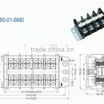 Termin Block High Current PCB Barrier Terminal Block Connector 19.00mm Pitch 600V 60A