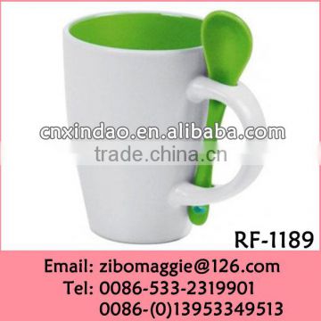 Hot Sale Beautiful Colored Promotional Ceramic Tableware Water Mug Spoon Made in Zibo