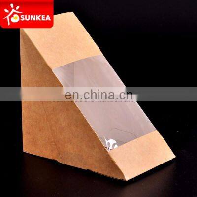 China supplier triangle kraft paper disposable sandwich container