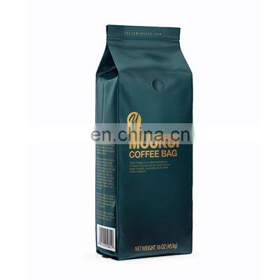 Free Sample Food Grade Ink Frosted Matte Printed Flat Bottom Pouch Coffee Tea Bags With Valve