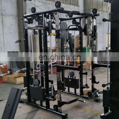 ASJ-A089 Multi-functional trainer&smith&squat rack&lat pull down&low row scientifically designed   material strict technology