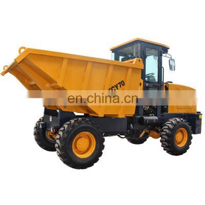 Mini dumper chinese low price 7ton 7000kg self hydraulic steering diesel wheel site dumper  for sale with CE