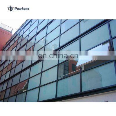 Frameless Mirror Curved Double Glass Curtain Wall Facade Building With Operable Awning Window photo-3