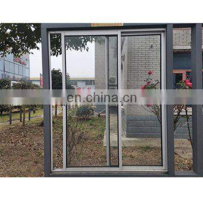 China factory price aluminum black sliding doors aluminum 3 channel sliding glass frame door