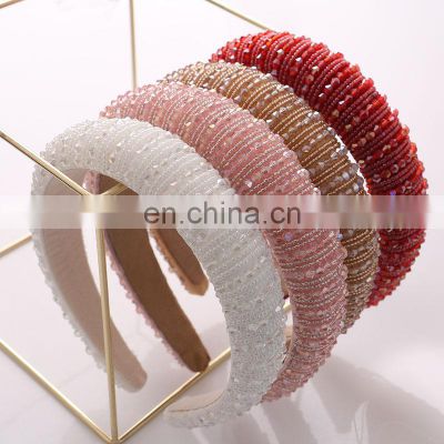 Crystal Headbands Fashion Hair Hoop Bands Bezel Luxurious Rhinestones Sponge Hairbands Women Hair Accessories Headdress