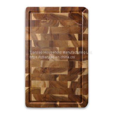 Custom Design Organic Butcher Square Kitchen Natural Cooking Boards Acacia Wood End Grain Chopping Wooden Cutting Board