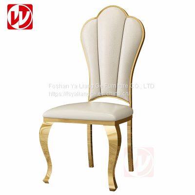 Party Rental White Leather Event Furniture Dubai Restaurant Gold Metal Banquet Dining Chairs photo-4