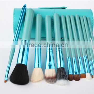 Popular 12pcs soft fiber hair color shine cup holder makeup brushes set with PU kit