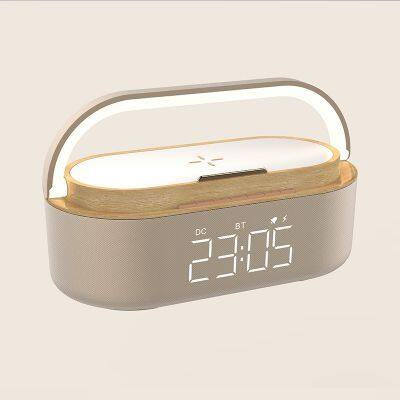 Hot Alarm Clock Bluetooth Speaker 15W Wireless Charger LED Smart Digital Clock USB Fast Charger Desktop Clock