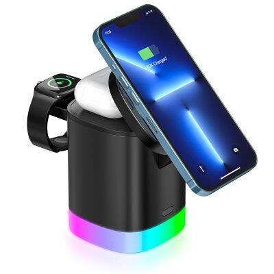 Multi-functional Foldable 3 in 1 15W Fast Wireless Charger Portable Fast Wireless Charging Station For IPhone IWatch Airpods