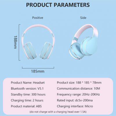Gradient Design Colorful Microphone Headset Noise Cancelling Over Ear Headphones Cartoon BT Stereo Headphone photo-5