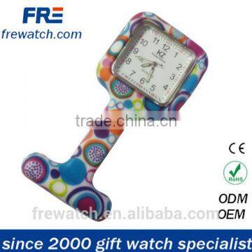 lovely pattern printing silicone nurse watch water resisting quality quartz nurse watch