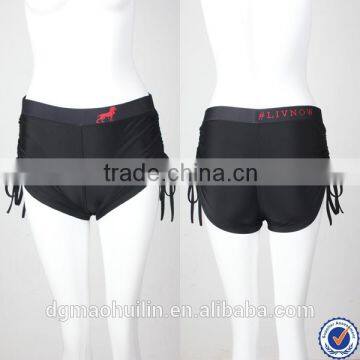 wholesale custom womens sportswear yoga wear suppliers black sports shorts with side ties