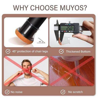 Chair Leg Floor Protectors, Silicone Chair Leg Caps, Round Covers for Hardwood, Protect Wooden Floors From Scratches and Noise photo-2