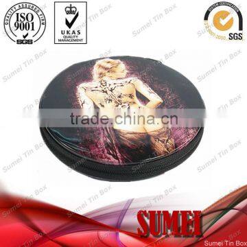 Round dvd tin box with zipper