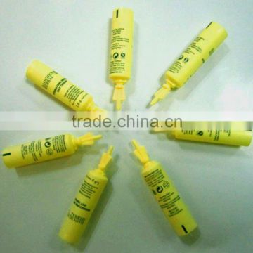 yellow Plastic tube for cosmetic pakaging with twist-off style black color silk screen 1.6ml