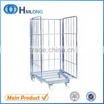 Logistic folding steel storage cage with wheels