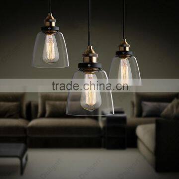 Vintage Industrial Lamp ROHS CE Wooden Glass Pendant Lights photo-3