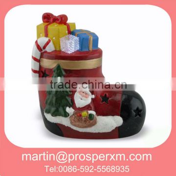 2014 ceramic christmas boot decoration led tealight