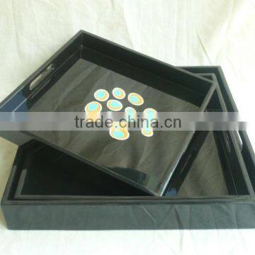 Set of two square lacquered tray TK Vietnam