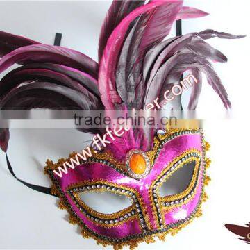 Rose Red Cock Feather Halloween Mask Party Supplies photo-3