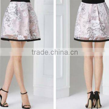 Ladies organza printed short flared skirt