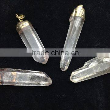 Wholesale Natural Druzy Stone Fashionable Crystal Gold Plated Edge Pendant photo-3