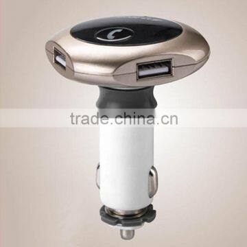 Q7 Rotary Dual USB Car Bluetooth Hands-free FM Transmitter MP3 Player - Gold