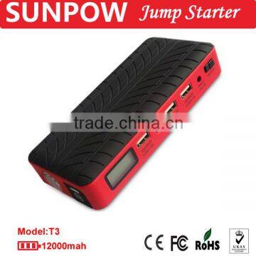 12000mah Mini multi-function car power bank jump starter for 12V Vehicles